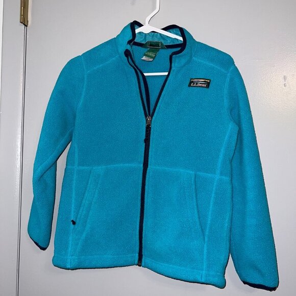 L.L. Bean Kid's Mountain Classic Fleece Full Zip Jacket Hooded Size M (10-12) - Picture 2 of 6